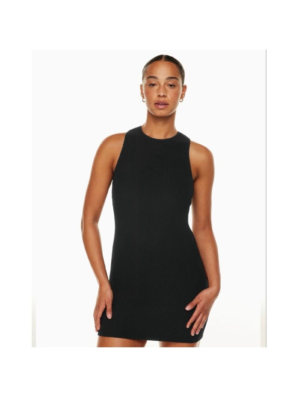 Babaton Sculpt Knit Racer Mini Dress Black Bodycon Compressive Large
